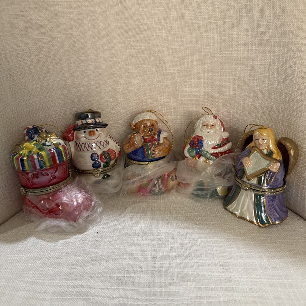 Mr‎ Christmas Set of 5 Porcelain Rotating Musical Ornaments Tested In Styrofoam